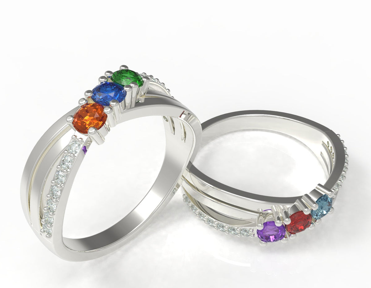 3 Birthstone Mother&#39;s Ring