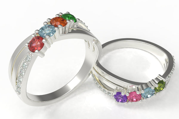 4 Birthstone Mother's Ring - Mothers Rings
