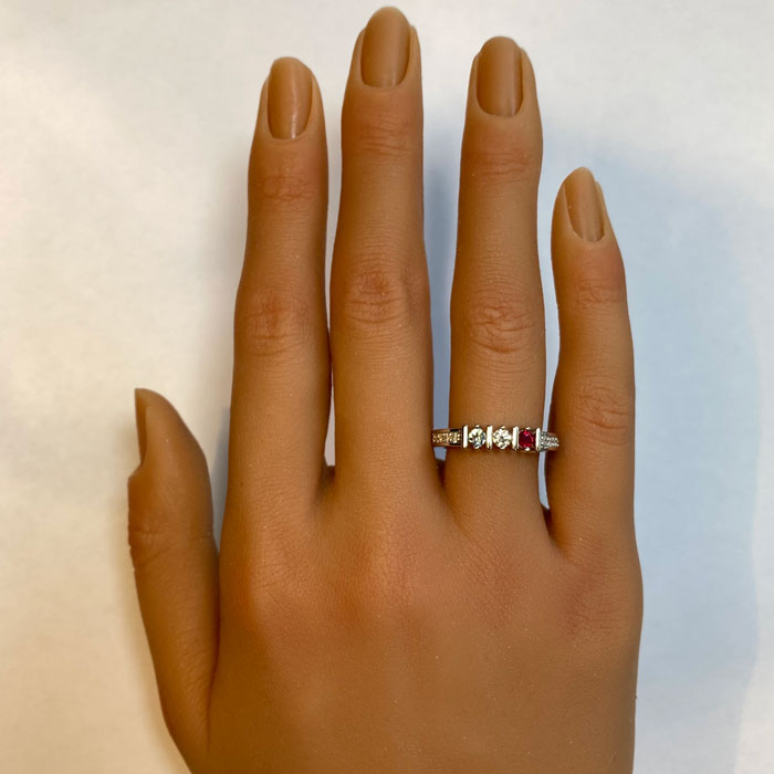 mothers ring with three birthstones and diamonds 