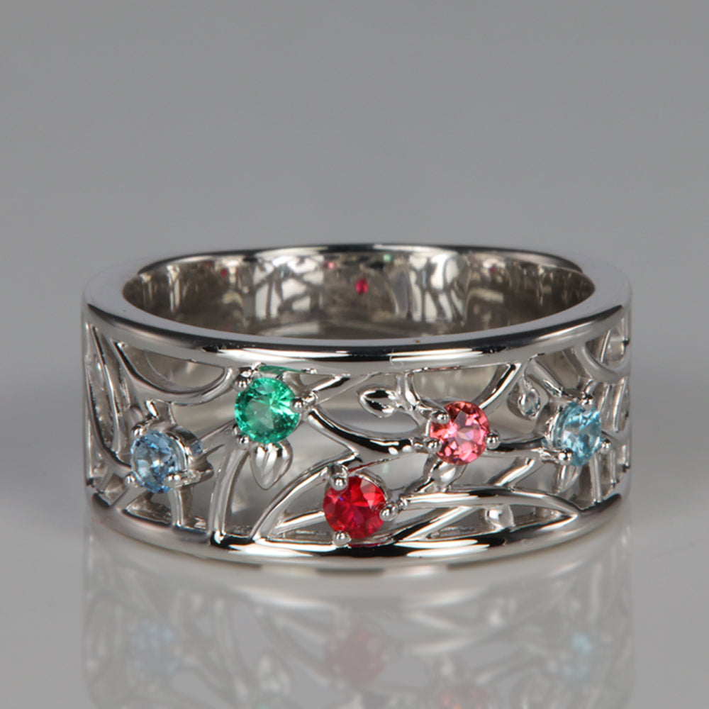 Wider 5 stone Vine Ring With Natural Gems
