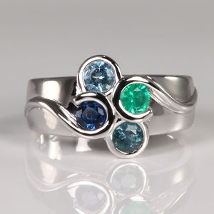 bezel set mothers ring four stones