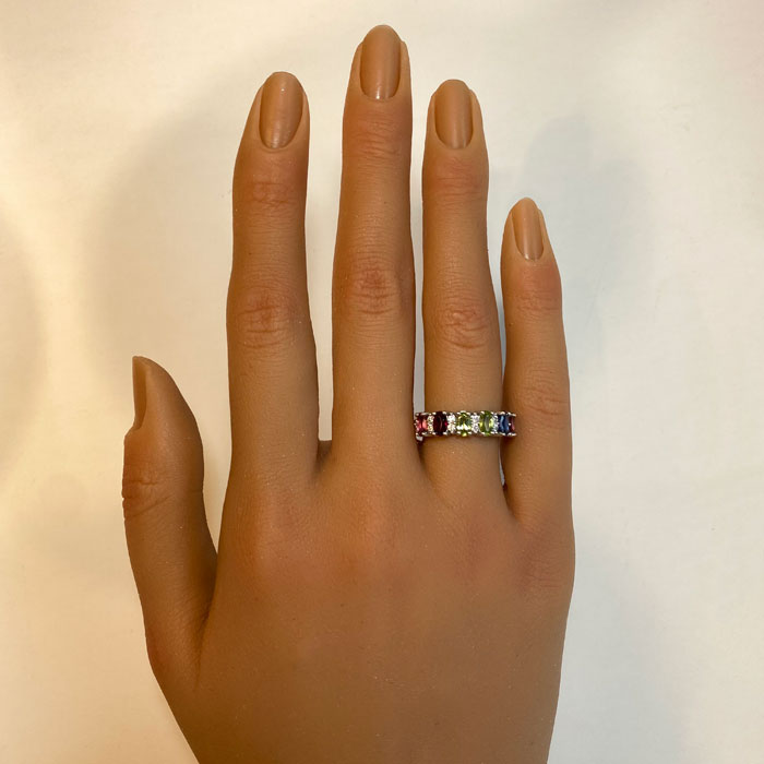 mothers ring with 6 gemstones and diamonds