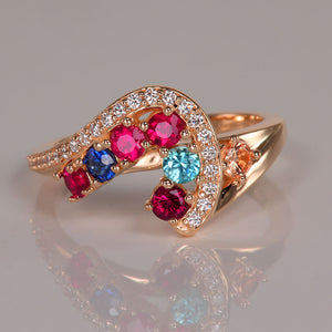 Seven Birthstone Custom Mothers Ring With Fine Cut Diamonds by Christopher Michael - MothersFamilyRings.com