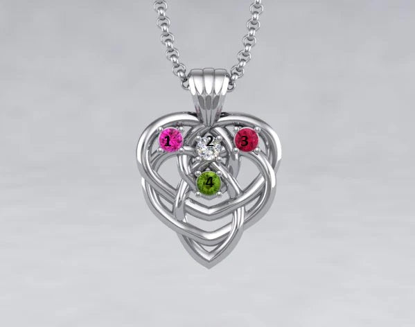 Celtic Mothers Birthstone Pendant 4 Stone Christopher Michael Design