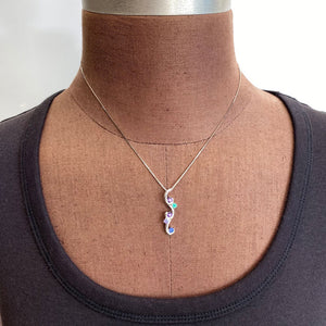 Flowing Drop Mother's Pendant with 5 Natural Birthstones