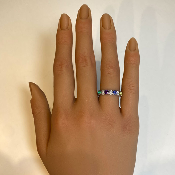 Our Most Popular Mothers ring with Four Larger 3.5 mm Gems by Christopher Michael - MothersFamilyRings.com