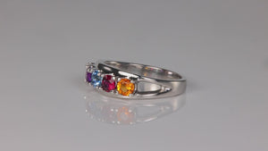Five Birthstone Split Shank Mothers Ring