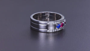 4 Birthstones Mothers Ring Flanked with Fine Diamond Christopher Michael Design