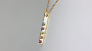 5 stone Channel Set Mother's Pendant with Natural Gemstones