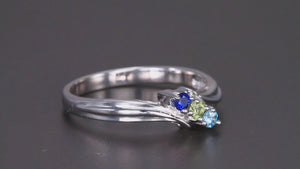 3 Birthstone Fluted Bypass Shank Mothers Ring*