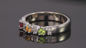 3 Birthstone Christopher Michael Designed Mothers Ring with Fine Diamonds