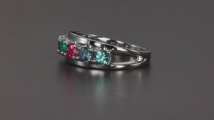 Six Birthstone Split Shank Mothers Ring