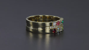 10 Birthstone Mothers Ring with Diamonds Christopher Michael Design