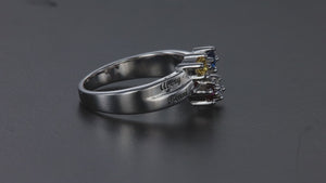 Engraved Ring With Four 3mm Natural Gems*