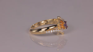 Two Oval Birthstone Mothers Ring with Fine Diamonds by Christoper Michael