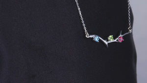 Three Stone Family Branch Necklace