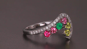Six Birthstone Custom Mothers Ring With Fine Cut Diamonds by Christopher Michael