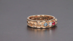 Christopher Michael designed Celtic Style Mothers Ring With Five 3mm Natural Birthstones*
