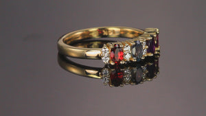4 Stone Oval Birthstone Ring with Fine Diamonds Designed by Christopher Michael