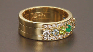 8 Birthstones Mothers Ring Flanked with Fine Diamond Christopher Michael Design