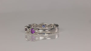 Unique Set 5 Birthstone Mothers Ring by Christopher Michael with Fine Cut Diamonds
