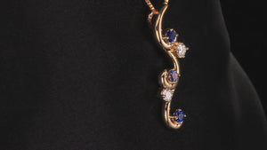 Flowing Drop Mother's Pendant with 5 Natural Birthstones