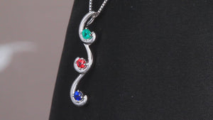 Flowing Drop Mother's Pendant with 3 Natural Birthstones