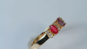 Christopher Michael Designed 2 Stone Oval Mothers Ring with Diamond