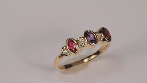 Bezeled 3 Stone Oval Mothers Ring With Diamond Designed by Christopher Michael