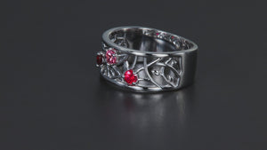 Wider 3 Stone Vine Pattern Mothers Ring