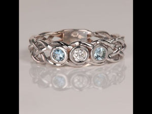 Custom Designed by Christopher Michael Mothers Ring With Three Bezeled 3mm Birthstones