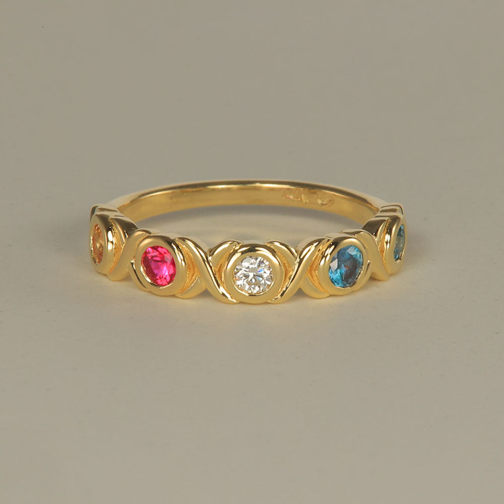 hugs and kisses mother&#39;s birthstones ring