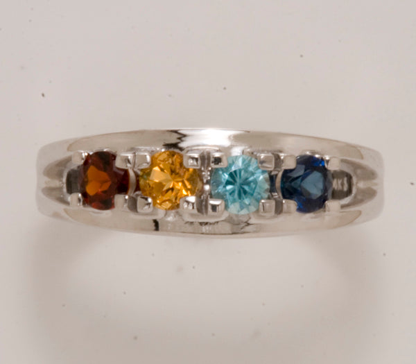 Three Birthstone Split Shank Mothers Ring* - MothersFamilyRings.com
