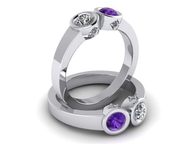 Christopher Michael Design with 2 Bezel Set Gemstones and Diamonds