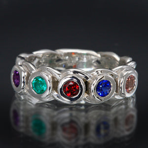 Custom Designed by Christopher Michael  Mothers Ring With Four Bezeled 3mm Birthstones*