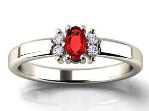 1 Stone Oval Birthstone Ring with Fine Diamonds Designed by Christopher Michael - MothersFamilyRings.com