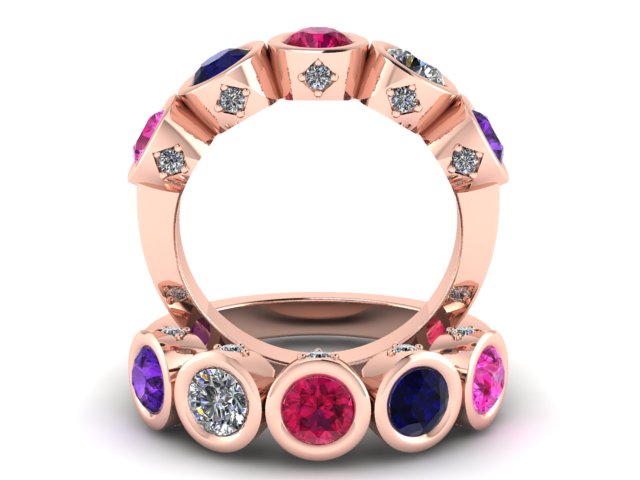 Christopher Michael Design with 5 Bezel Set Gemstones and Diamonds