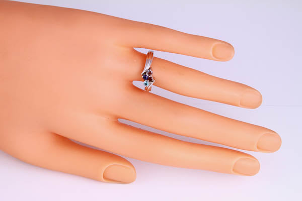 4 Birthstone Fluted Bypass Shank Mothers Ring* - MothersFamilyRings.com