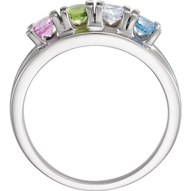 Four Birthstone Split Shank Mothers Ring* - MothersFamilyRings.com