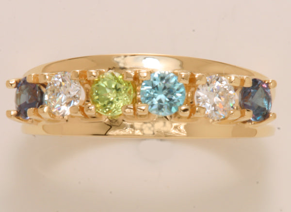 Five Birthstone Split Shank Mothers Ring* - MothersFamilyRings.com