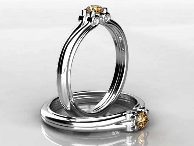 Larger 3.5 mm One Birthstones Mothers Ring by Christopher Michael With Diamond Accent*