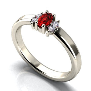 1 Stone Oval Birthstone Ring with Fine Diamonds Designed by Christopher Michael - MothersFamilyRings.com