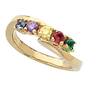 5 Stone Bypass Mothers Ring 3mm Birthstones* - MothersFamilyRings.com