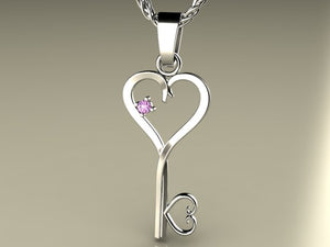 One Birthstone Key To Hearts Mothers Pendant* Christopher Michael Design
