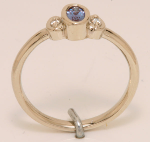 Bezeled One Stone Oval Mothers Ring With Diamond* Designed by Christopher Michael - MothersFamilyRings.com