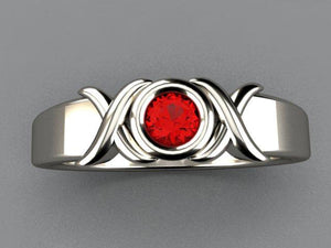 1 Stone Bezeled Hugs and Kisses Mothers Ring* Designed by Christopher Michael - MothersFamilyRings.com