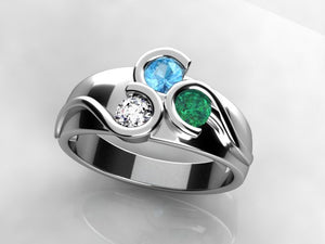 Larger Round Fine Natural Three Birthstone Mothers Ring* designed by Christopher Michael