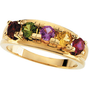 Five Birthstone Split Shank Mothers Ring* - MothersFamilyRings.com