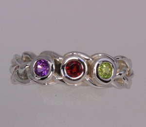 Custom Designed by Christopher Michael  Mothers Ring With Four Bezeled 3mm Birthstones*