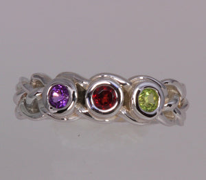 Custom Designed by Christopher Michael Mothers Ring With Three Bezeled 3mm Birthstones*
